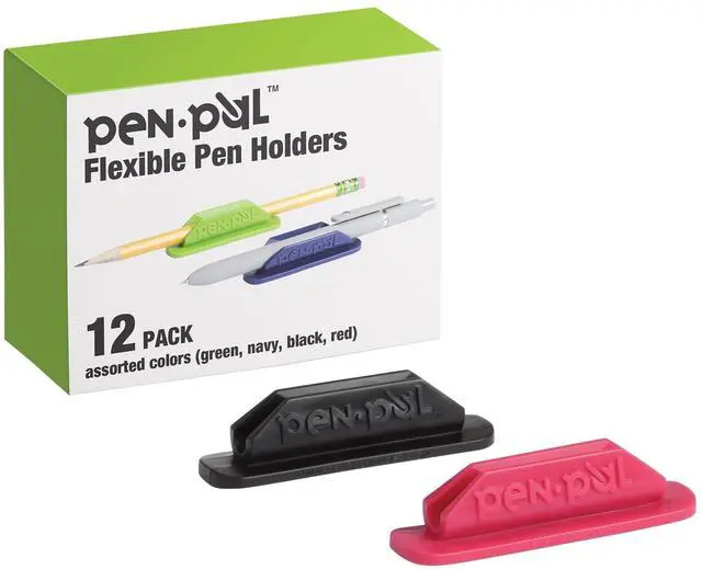 Main image of Pen Pal Pen Holders, Flexible Pen Holder, Writing Tool Organizer, Office and Teacher Supplies, Sticks to Clipboards, Asst Colors, 12 Pack (1009285)