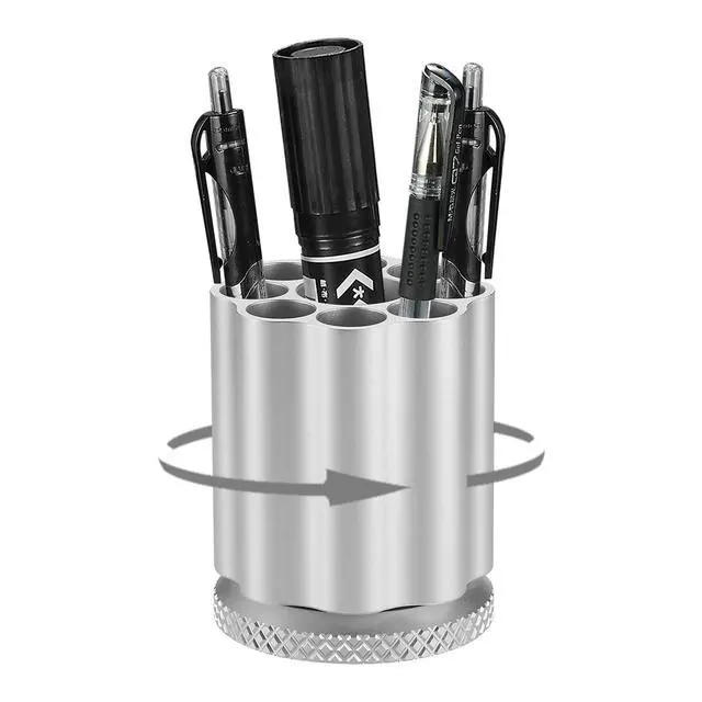Alt view image 3 of 6 - Rotating Revolver Pen Holder, Gun Cylinder Pen Holders, Favorite Pencil Holder and Perfect Stationery Supplies (Silver)