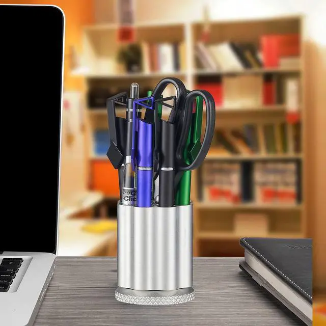 Alt view image 4 of 6 - Rotating Revolver Pen Holder, Gun Cylinder Pen Holders, Favorite Pencil Holder and Perfect Stationery Supplies (Silver)