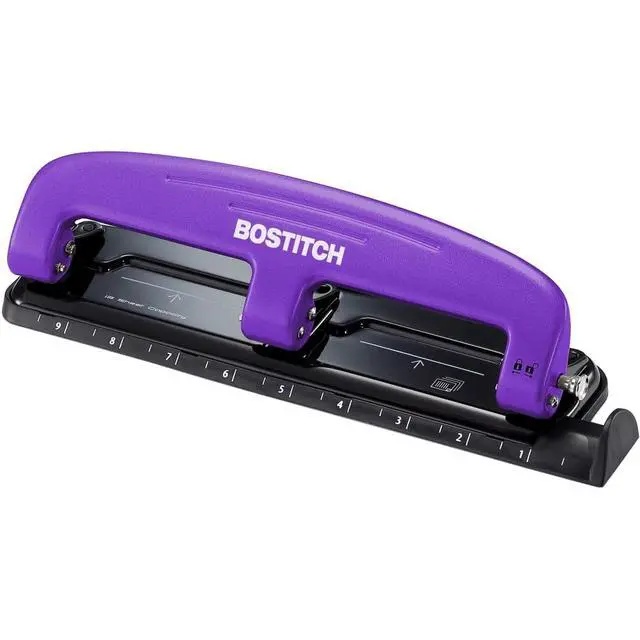 Alt view image 4 of 6 - Bostitch Office EZ Squeeze Reduced Effort 3-Hole Punch, 12 Sheets, Purple