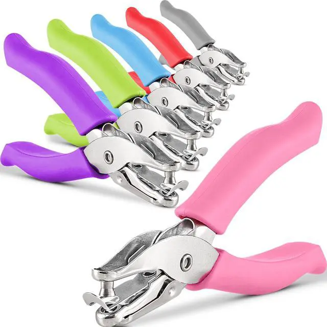Main image of Premium Single Hole Paper Punch Cushion Grip Heavy Duty Hole Puncher for Greeting Cards Scrapbook Notebook Puncher Craft Paper Hand Tool Pack of 6