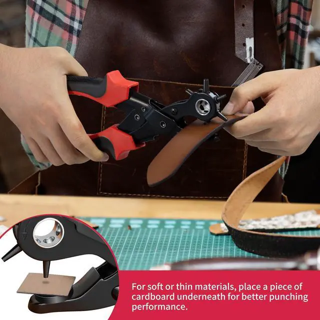 Alt view image 7 of 7 - Revolving Punch Plier Kit, Leather Hole Punch Set for Belts, Watch Bands, Straps, Dog Collars, Saddles, Shoes, Fabric, DIY Home or Craft Projects, Heavy Duty Rotary Puncher, Multi Hole Sizes Make