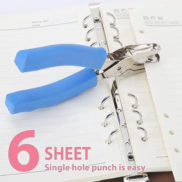 Alt view image 5 of 7 - 1 Hole Punch 1/4 inch of Single Whole Punchwith Soft Grip Handles, with 6 Sheet Capacity, Perfect for Home Office School Supplies.3 PCS