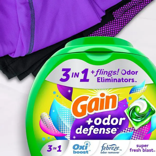 Alt view image 3 of 7 - Flings Laundry Detergent Pacs with Odor Defense, 112 Count, Super Fresh Blast Scent, HE 3in1 with Febreze and Oxi