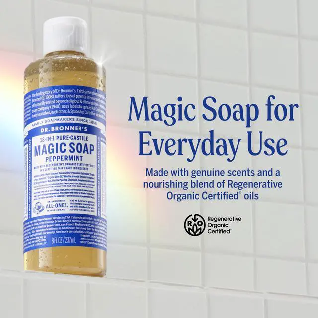Alt view image 2 of 7 - Peppermint Pure-Castile Liquid Soap, Body Wash, 8 oz
