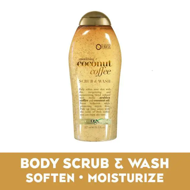 Alt view image 3 of 5 - Smoothing + Coconut Coffee Exfoliating Body Scrub with Arabica Coffee & Coconut Oil, Moisturizing Body Wash for Dry Skin, Paraben-Free with Sulfate-Free Surfactants, 19.5 Fl Oz, 2 Pack