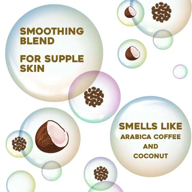 Alt view image 4 of 5 - Smoothing + Coconut Coffee Exfoliating Body Scrub with Arabica Coffee & Coconut Oil, Moisturizing Body Wash for Dry Skin, Paraben-Free with Sulfate-Free Surfactants, 19.5 Fl Oz, 2 Pack