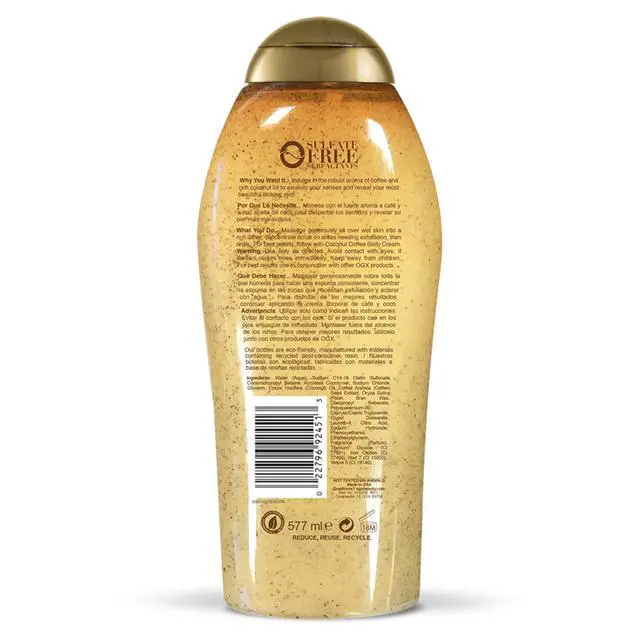 Alt view image 5 of 5 - Smoothing + Coconut Coffee Exfoliating Body Scrub with Arabica Coffee & Coconut Oil, Moisturizing Body Wash for Dry Skin, Paraben-Free with Sulfate-Free Surfactants, 19.5 Fl Oz, 2 Pack