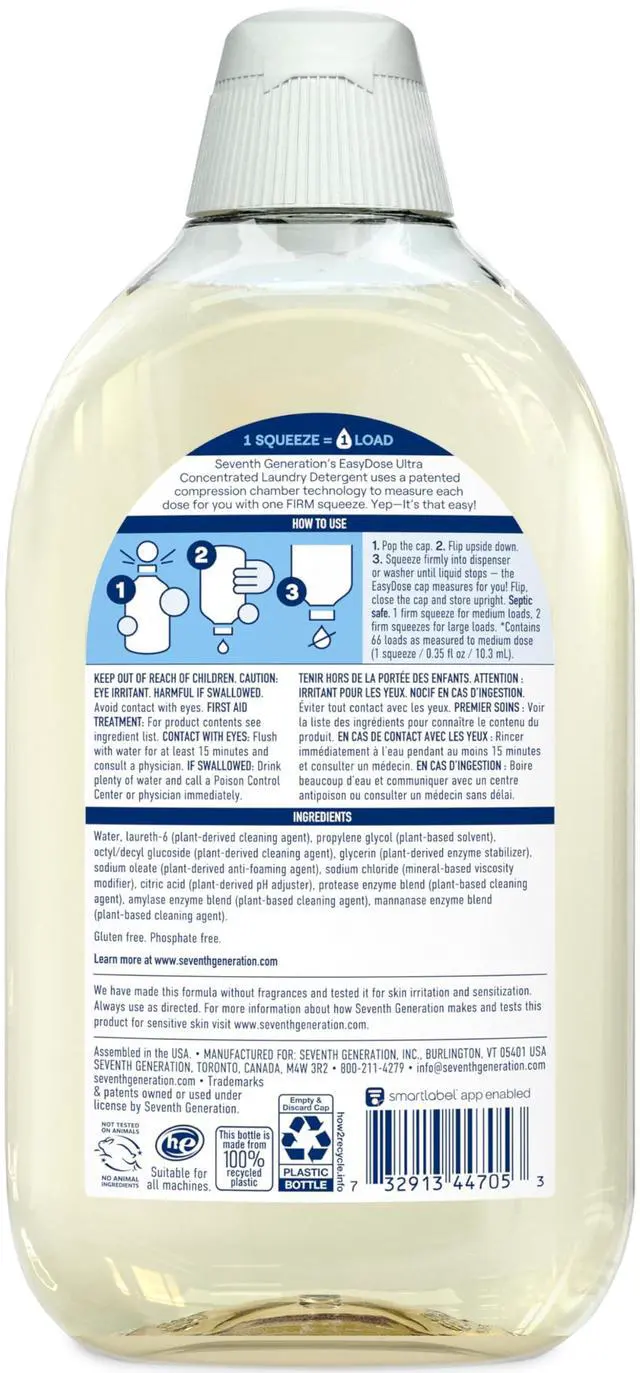 Alt view image 2 of 7 - Ultra Concentrated Free & Clear Laundry Detergent, 23.1 fl oz, 2 Pack, No Dyes or Fragrance, EasyDose Cap, Sensitive Skin Liquid Laundry Soap Targets Stains and Everyday Messes