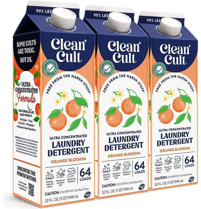 Main image of Ultra Concentrated Liquid Laundry Detergent, 192 loads (96 oz), Long Lasting Scent, 90% Less Plastic, No Harsh Chemicals, Orange Blossom, Defeats Stains & Odors, HE/Standard Compatible