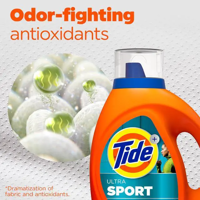 Alt view image 4 of 5 - Ultra Sport Liquid Laundry Detergent, 92 fl oz, 65 Loads, Laundry Detergent Liquid with Advanced Sweat plus Stain Fighters