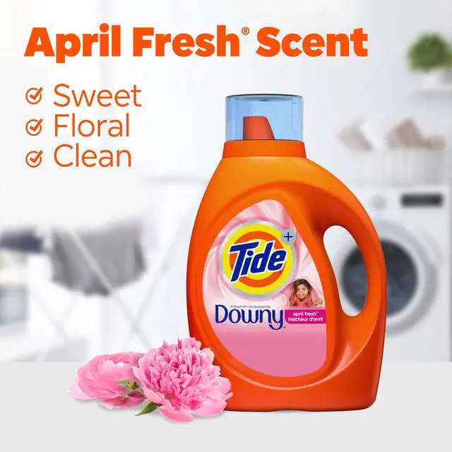 Alt view image 6 of 6 - with Downy Liquid Laundry Detergent Soap, High Efficiency (HE), April Fresh Scent, 59 Loads (92 Fl Oz)