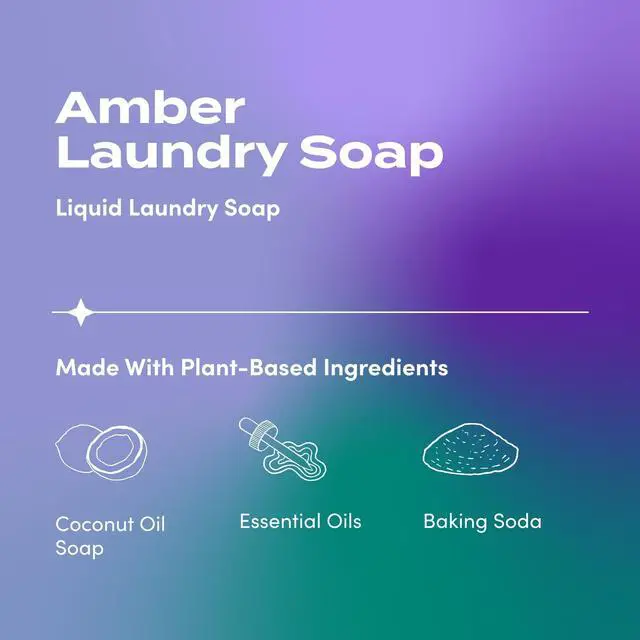 Alt view image 2 of 7 - Indigo Wild Clean Laundry Soap - Plant-Based Liquid Laundry Soap - Contains Baking Soda, Essential Oils & Saponified Coconut Oil - Amber - 64 fl oz