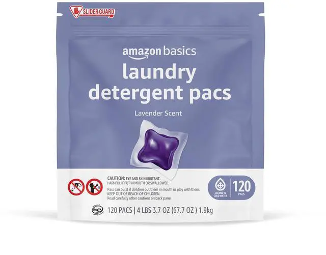 Main image of Laundry Detergent Pacs, Lavender Scent, HE Compatible, 120 Count