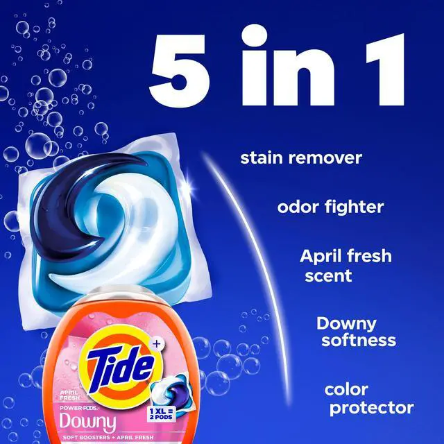 Alt view image 3 of 7 - Power PODs + Downy Laundry Detergent Pods, 63 Count, Soft Boosters + April Fresh