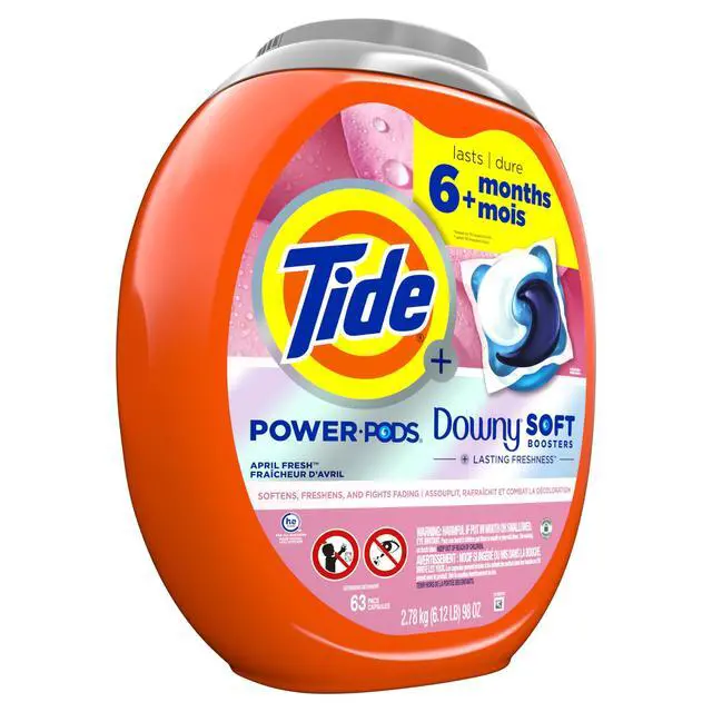 Alt view image 4 of 7 - Power PODs + Downy Laundry Detergent Pods, 63 Count, Soft Boosters + April Fresh