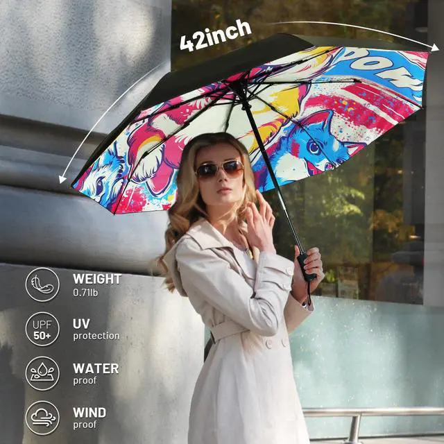 Alt view image 2 of 7 - Travel Umbrella Windproof Automatic Compact UV Sun Protection Umbrellas Small,Strong & Portable, Durable Grip, Fits Backpack & Car, Factory Direct