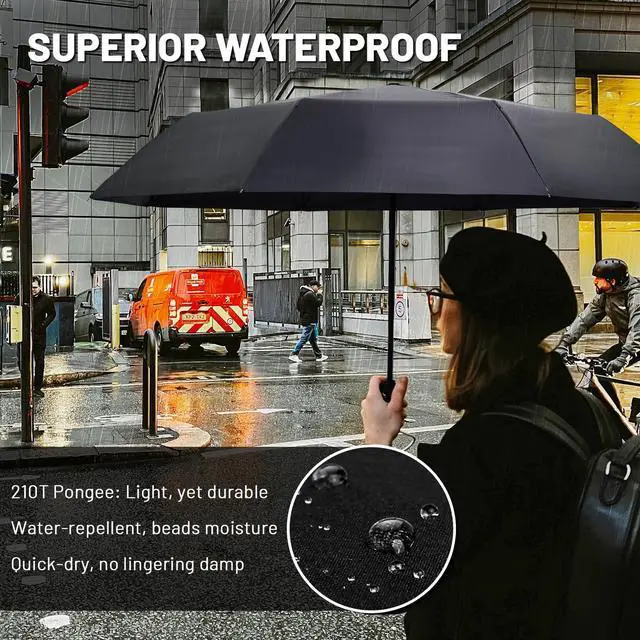 Alt view image 6 of 7 - Travel Umbrella Windproof Automatic Compact UV Sun Protection Umbrellas Small,Strong & Portable, Durable Grip, Fits Backpack & Car, Factory Direct
