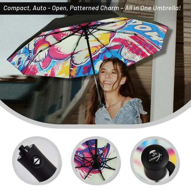 Alt view image 7 of 7 - Travel Umbrella Windproof Automatic Compact UV Sun Protection Umbrellas Small,Strong & Portable, Durable Grip, Fits Backpack & Car, Factory Direct