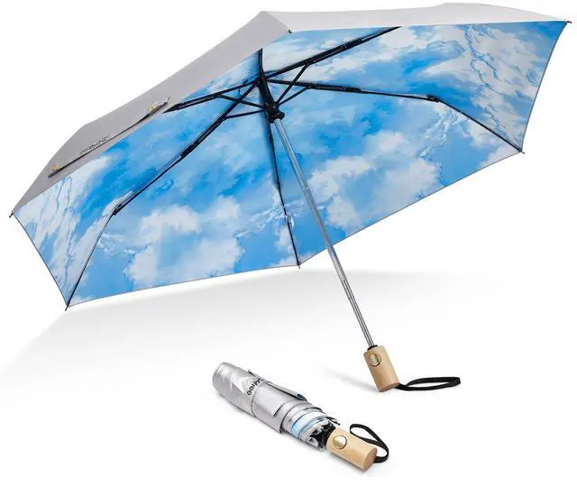 Main image of 42 Inch UPF 50+ UV Protection Travel Sun Umbrella with Wooden Handle