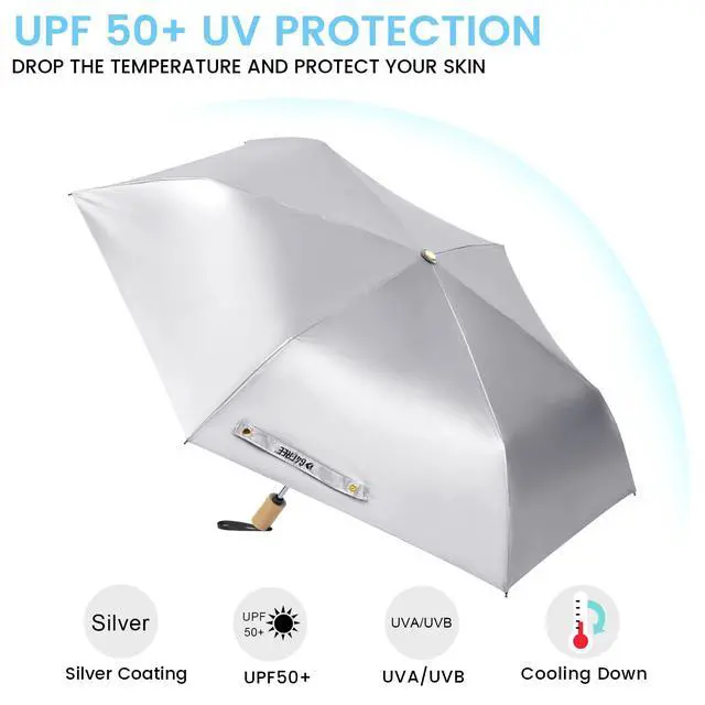 Alt view image 2 of 7 - 42 Inch UPF 50+ UV Protection Travel Sun Umbrella with Wooden Handle