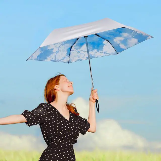 Alt view image 6 of 7 - 42 Inch UPF 50+ UV Protection Travel Sun Umbrella with Wooden Handle