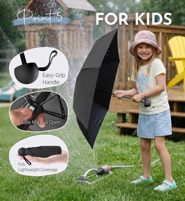 Alt view image 4 of 7 - Travel Size Mini Umbrella with UPF 50+ UV Rain Protection, Compact Small & Lightweight Pocket-Sized Folding Umbrellas with Case for Purse & Backpack, Thoughtful Gift Women Men & Kids
