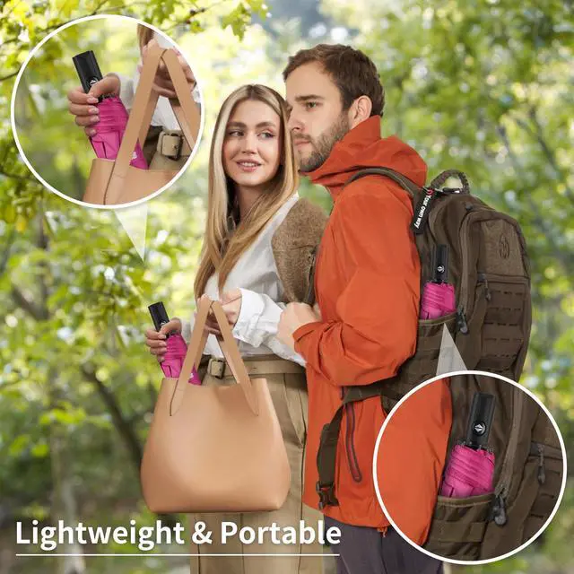 Alt view image 4 of 7 - Windproof Travel Umbrella, Automatic Umbrellas for Rain, Portable & Compact Umbrellas for Backpack, Strong UV for Protection, Folding Small Sun Umbrella for Car, Walking, Pink