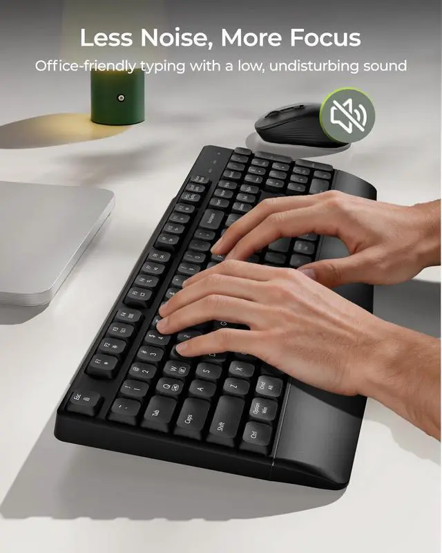 Alt view image 3 of 7 - COE200 Wireless Bluetooth Keyboard and Mouse Combo with Wrist Rest