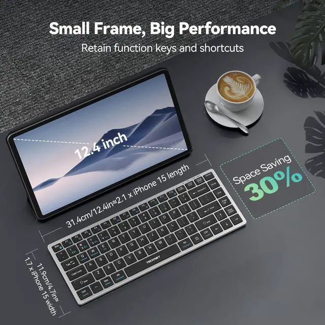 Alt view image 3 of 7 - Bluetooth Keyboard Rechargeable, 4-Device (2.4G+3BT) Small Keyboard