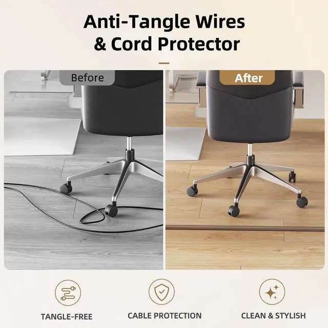 Alt view image 6 of 7 - Floor Cord Cover Self Adhesive Cord Hider, 5FT Cord Covers for Wires on Floor, Easy Cut Cord Protector Floor, Suitable for Home & Office, WalnutWood