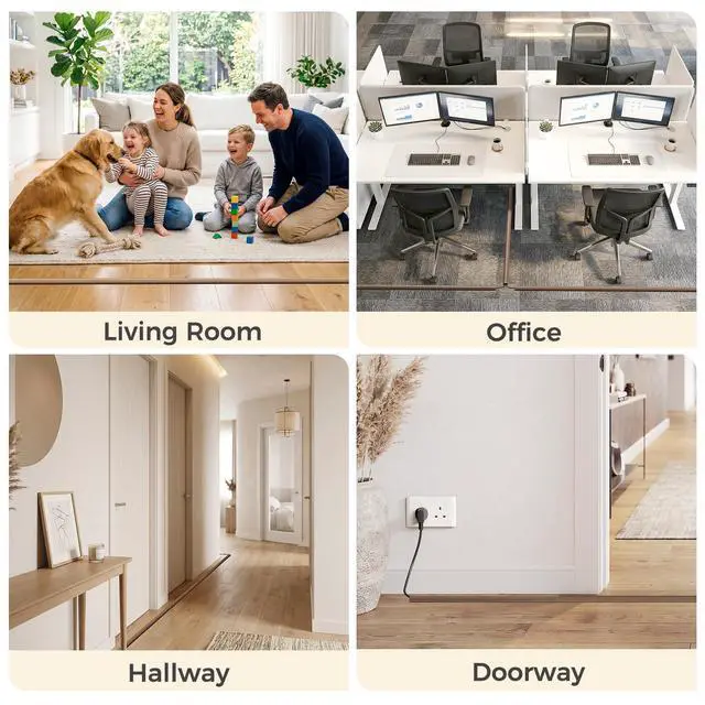Alt view image 7 of 7 - Floor Cord Cover Self Adhesive Cord Hider, 5FT Cord Covers for Wires on Floor, Easy Cut Cord Protector Floor, Suitable for Home & Office, WalnutWood