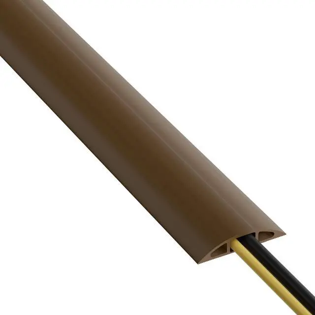 Main image of 6ft Floor Cord Cover, Cable Protector, Hide Extension Cords, Protect Cords, Prevent Cable Trips, Heavy Duty Cord Hider - Cable Cavity = 0.63" (W) x 0.31" (H) - Brown