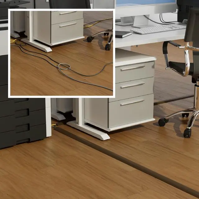 Alt view image 4 of 7 - 6ft Floor Cord Cover, Cable Protector, Hide Extension Cords, Protect Cords, Prevent Cable Trips, Heavy Duty Cord Hider - Cable Cavity = 0.63" (W) x 0.31" (H) - Brown