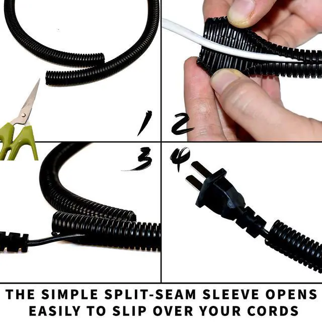 Alt view image 4 of 6 - 30 ft Dog Cat Cord Protector Electric Wires Covers Wire Loom Tubing Protect Wires from Rabbits, Cats and Other Pets