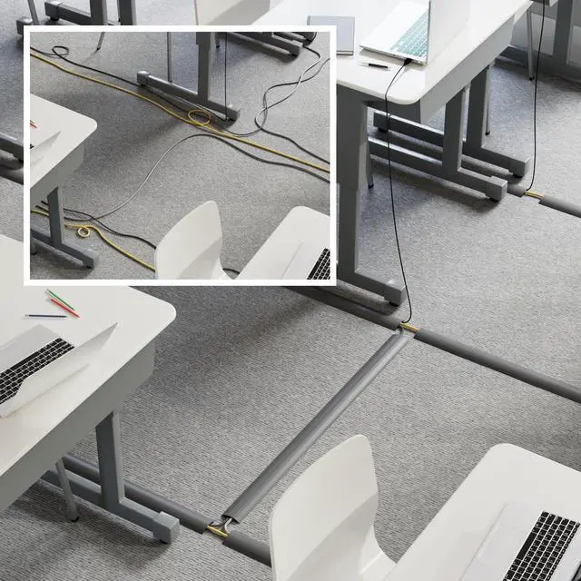 Alt view image 5 of 7 - Cable Protector, 1/2 in H, 6 ft L, 2-3/8 in W, 1 Channel, PVC, Gray CC-4-1 Each