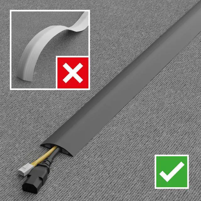 Alt view image 7 of 7 - Cable Protector, 1/2 in H, 6 ft L, 2-3/8 in W, 1 Channel, PVC, Gray CC-4-1 Each