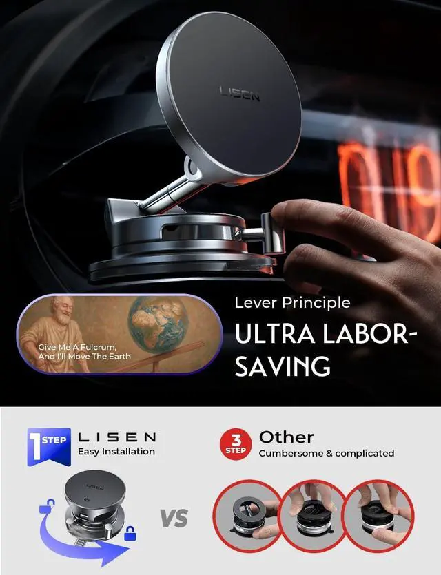 Alt view image 3 of 7 - 15W MagSafe Car Mount Charger, Magnetic Wireless Car Phone Holder