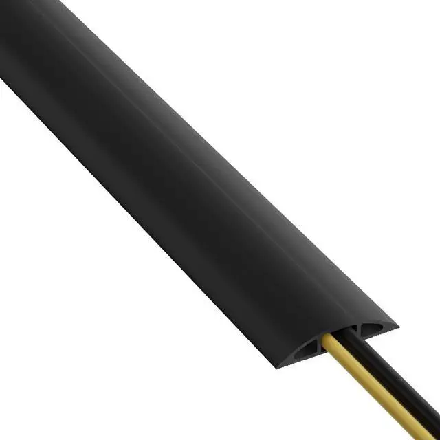 Main image of 6ft Floor Cord Cover, Cable Protector, Hide Extension Cords, Protect Cords, Prevent Cable Trips, Heavy Duty Cord Hider - Cable Cavity = 0.63" (W) x 0.31" (H) - Black