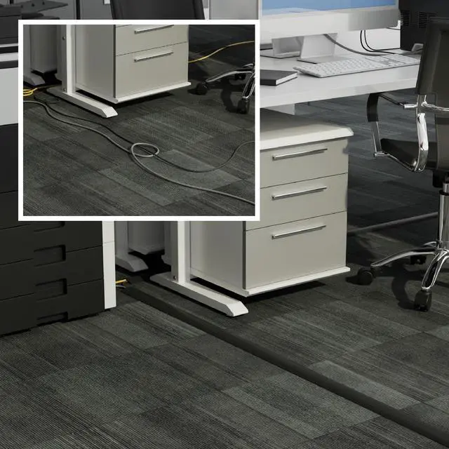 Alt view image 4 of 7 - 6ft Floor Cord Cover, Cable Protector, Hide Extension Cords, Protect Cords, Prevent Cable Trips, Heavy Duty Cord Hider - Cable Cavity = 0.63" (W) x 0.31" (H) - Black