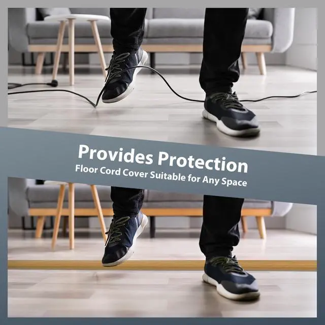 Alt view image 4 of 5 - Floor Cord Cover, 3.6FT Self-Adhesive Cable Protector for Wires, Prevent Trip Hazards, Cord Covers for Wires on Floor, Easy Cord Hider for Home & Office, Yellow Oak Wood, 0.47" W x 0.28" H