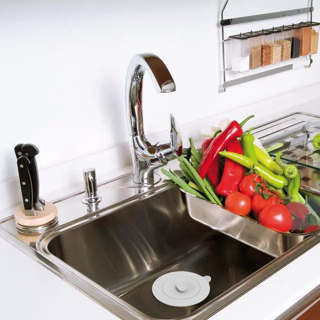 Alt view image 6 of 7 - 4 Pack Silicone Kitchen Sink Drain Catcher with Lid, 4.4" Top / 3" Mesh Basket, Grey Strainers for 3.13.9 Inch Openings, Anti-Clog Reusable Sink Stopper Covers, Odor-Proof & Easy to Clean