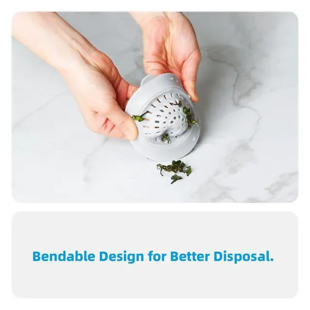 Alt view image 7 of 7 - 4 Pack Silicone Kitchen Sink Drain Catcher with Lid, 4.4" Top / 3" Mesh Basket, Grey Strainers for 3.13.9 Inch Openings, Anti-Clog Reusable Sink Stopper Covers, Odor-Proof & Easy to Clean