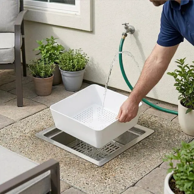Alt view image 2 of 6 - Pack of 2 Commercial Plastic Floor Drain Strainer Baskets, 8.5 x 8.5 x 2.44 Inch Floor Sink Drain Covers with 1/8 Inch Holes, Square Drain Filter for Restaurant Kitchen Floor Drains