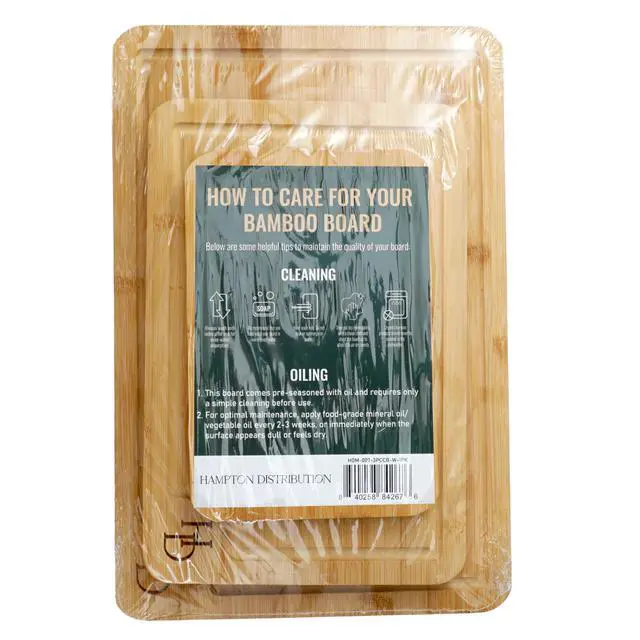 Alt view image 6 of 7 - 3 Piece Bamboo Cutting Board Set, Cutting Boards For Kitchen, Hampton Distribution