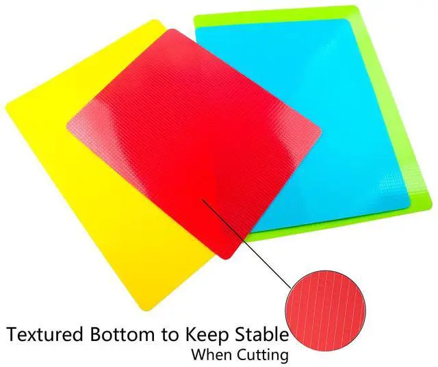 Alt view image 4 of 7 - Flexible Cutting Board mats, Plastic Cutting Boards for Kitchen Cooking, Cutting board sheets for Meat and Vegetables, Dishwasher Safe Set of 4Pcs