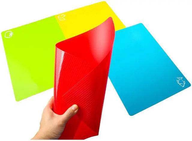 Alt view image 3 of 7 - Flexible Cutting Board mats, Plastic Cutting Boards for Kitchen Cooking, Cutting board sheets for Meat and Vegetables, Dishwasher Safe Set of 4Pcs