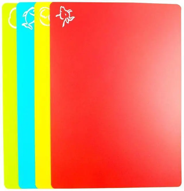Alt view image 7 of 7 - Flexible Cutting Board mats, Plastic Cutting Boards for Kitchen Cooking, Cutting board sheets for Meat and Vegetables, Dishwasher Safe Set of 4Pcs