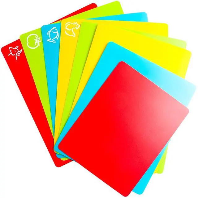 Alt view image 6 of 7 - Flexible Cutting Board mats, Plastic Cutting Boards for Kitchen Cooking, Cutting board sheets for Meat and Vegetables, Dishwasher Safe Set of 4Pcs