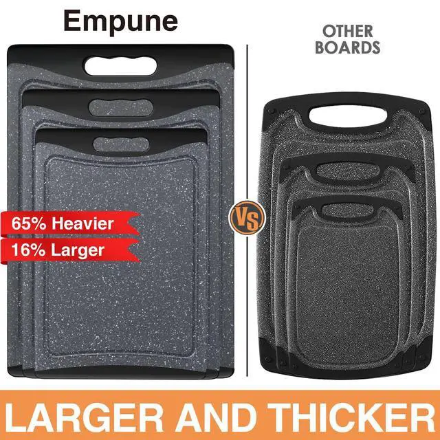Alt view image 2 of 7 - Extra Large Cutting Boards, Plastic Cutting Boards for Kitchen (Set of 3) Cutting Board Set Dishwasher Chopping Board with Juice Grooves Easy-Grip Handles, Dark Grey